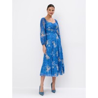 Mohito Niebieska sukienka midi w kwiaty 208BN-50P