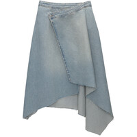 Pull&Bear Asymetryczna spódnica jeansowa średniej długości 3395/329