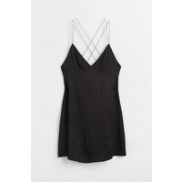 H&M Satynowa sukienka na ramiączkach ze strassu - 1094043004 Czarny
