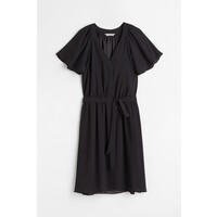 H&M Szyfonowa sukienka z dekoltem w serek - 1059771004 Czarny