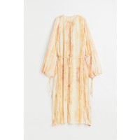 H&M Tunikowa sukienka z satyny - Okrągły dekolt - Długi rękaw - 1093256004 Jasnopomarańczowy/Tie-dye