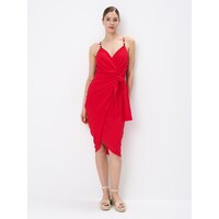 Mohito Czerwona sukienka midi na ramiączkach 781AM-33X