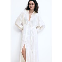 H&M Falbaniasta sukienka maxi - Długi rękaw - Długa - 1239045004 Biały