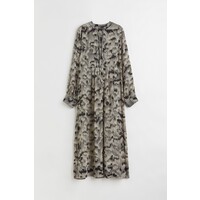 H&M Sukienka z wiązanym detalem - Długi rękaw - Długa - 1106300001 Czarny/Wzór