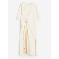 H&M Sukienka T-shirtowa oversize - Okrągły dekolt - Rękawy 3/4 - 1182222001 Kremowy