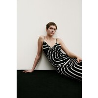 H&M Sukienka z drapowanym dekoltem - Drapowany dekolt - Bez rękawów - 1228839001 Czarny/Wzór