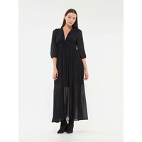 Terranova Długa sukienka z półprzezroczystą spódnicą Czarny SAB0060759001S105