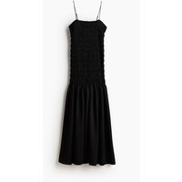 H&M Długa sukienka z marszczeniem - Kwadratowy dekolt - Bez rękawów - 1234955003 Czarny
