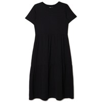 Cropp Czarna sukienka midi z krótkim rękawem 1347S-99X