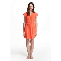 H&M Sukienka z motylkowym rękawem 0202069041 Pomarańczowy