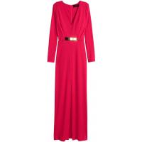 H&M Długa sukienka w serek 0369586002 Czerwony