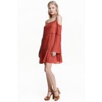 H&M Sukienka z odkrytymi ramionami 0384357002 Rdzawy
