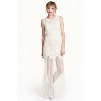 H&M Haftowana sukienka z tiulu 0388759001 Biały