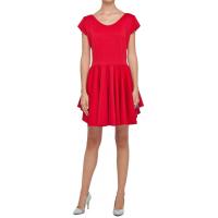 Joanna Hawrot Soczyście czerwona sukienka z plisowanym dołem