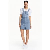 H&M Dżinsowa spódnica na szelkach 0368302001 Jasnoniebieski denim