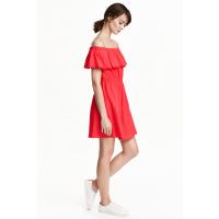 H&M Sukienka z odkrytymi ramionami 0377687003 Koralowoczerwony