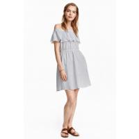 H&M Cotton off-the-shoulder dress 0377687003 White/Striped