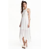 H&M Asymetryczna sukienka 0297905009 Naturalna biel