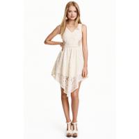 H&M Koronkowa sukienka bez rękawów 0378404002 Naturalna biel