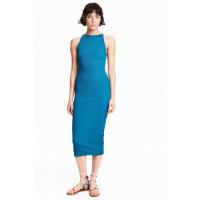 H&M Sukienka z dżerseju w prążki 0398307006 Niebieski