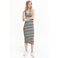 H&M Sukienka w prążki 0272591013 Czarny/Białe paski