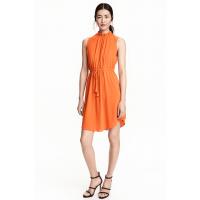 H&M Sukienka z krepy 0406122002 Pomarańczowy