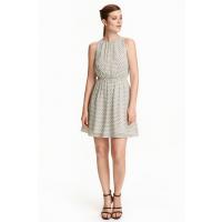 H&M Sukienka z krepy 0412871001 Biały/Wzór