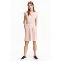 H&M Dżersejowa sukienka 0202017032 Jasnoróżowy melanż