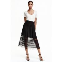 H&M Chiffon skirt with lace 0397127003 Black