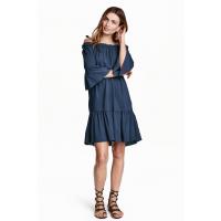 H&M Sukienka z odkrytymi ramionami 0437632002 Ciemnoniebieski