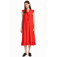 H&M Sukienka z falbanami 0429347002 Czerwony
