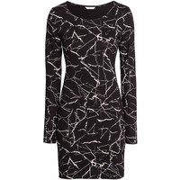 H&M Short jersey dress 0174977023 Black/Marble