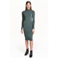 H&M Sukienka z półgolfem 0460116004 Zielony