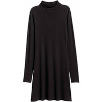 H&M Sukienka z dżerseju w prążki 0444325004 Czarny