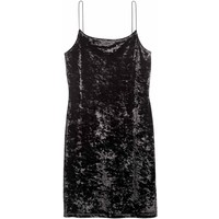 H&M Krótka sukienka na ramiączkach 0429273005 Czarny/Aksamit