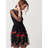 Mohito Tiulowa sukienka z kwiatowym haftem RF247-99X