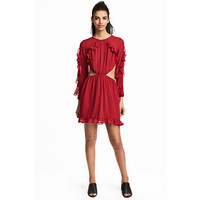H&M Sukienka z falbankami 0486695001 Ciemnoczerwony