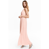 H&M Długa sukienka z koronką 0490213003 Pudroworóżowy