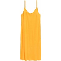 H&M Dżersejowa sukienka do kolan 0526130003 Żółty