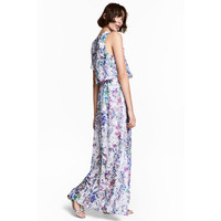 H&M Sukienka z krepy 0483716004 Pudroworóżowy/Kwiaty
