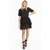 H&M Sukienka z ażurowym haftem 0479635003 Prawie czarny