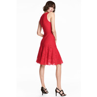 H&M Koronkowa sukienka 0483675002 Czerwony