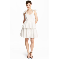 H&M Wyszywana sukienka z bawełny 0525634002 Biały