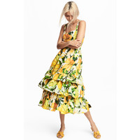 H&M Bawełniana sukienka 0511633005 Biały/Żółty wzór