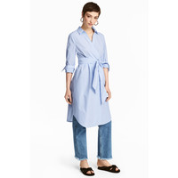 H&M Bawełniana sukienka kopertowa 0525568001 Niebieski/Białe paski