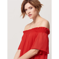 Mohito Czerwona sukienka z prostym dekoltem QY465-33X