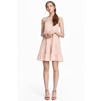 H&M Sukienka z ażurowym haftem 0518729001 Pudroworóżowy