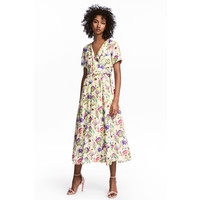 H&M Kopertowa sukienka we wzory 0538845002 Jasnożółty/Kwiaty