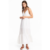 H&M Długa sukienka bawełniana 0505942001 Biały