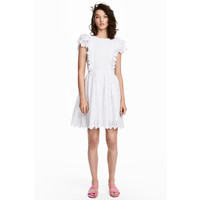 H&M Sukienka z haftem angielskim 0549337009 Biały